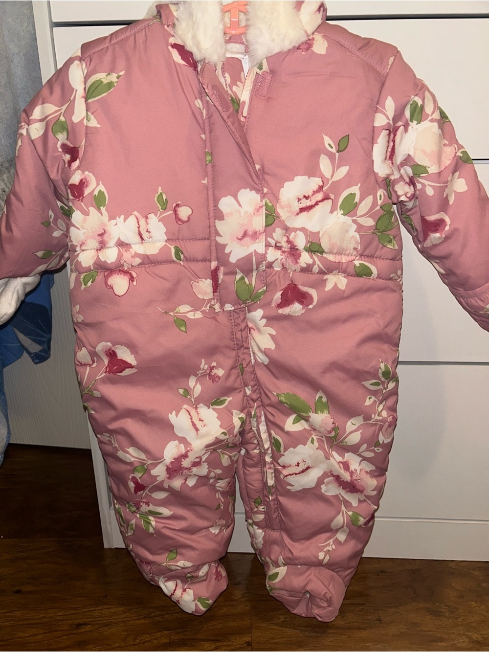 The Children's Place Pink Floral Snowsuit One-Piece